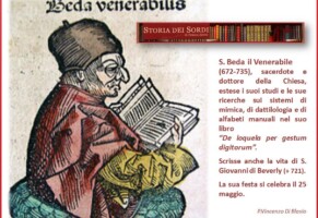 San Beda, detto il Venerabile Beda.  Alfabeto manuale (Newsletter della Storia dei Sordi n. del 315 del 20 settembre 2007)