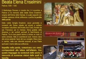 Beata Elena Enselmini. Monaca conobbe la lingua dei segni (Newsletter della Storia dei Sordi n.331 del 9 ottobre 2007)