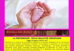 Prevenzione delle malattie ereditarie. Legge n.167 del 2016. Screening neonatali obbligatori